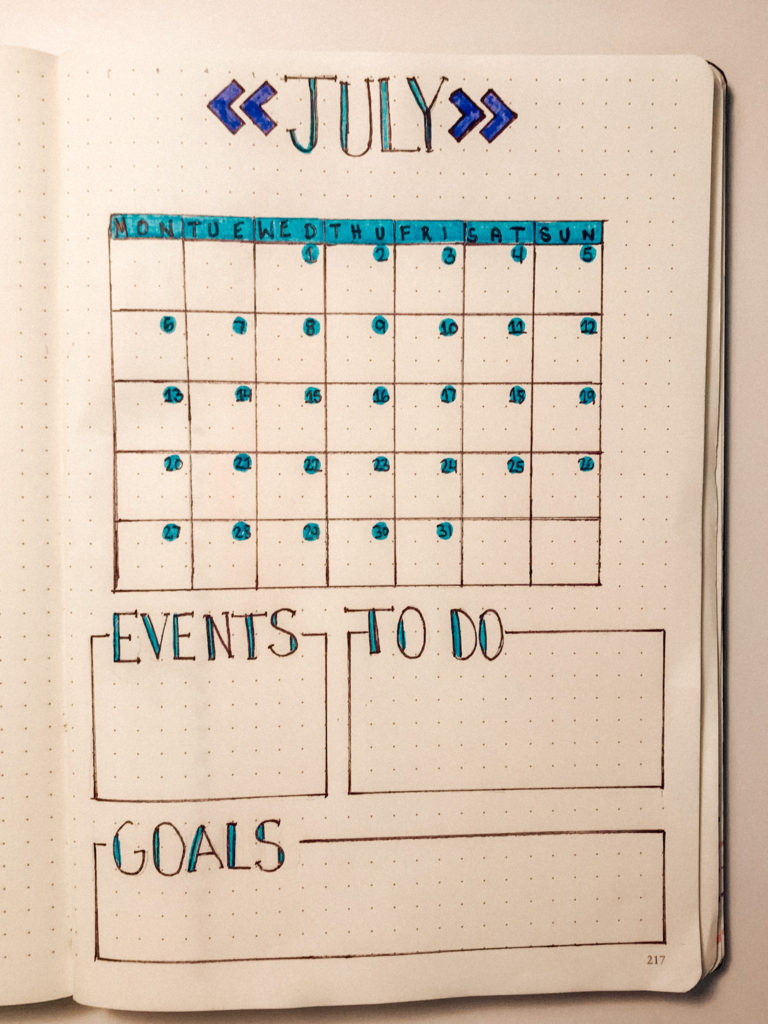monthly layout